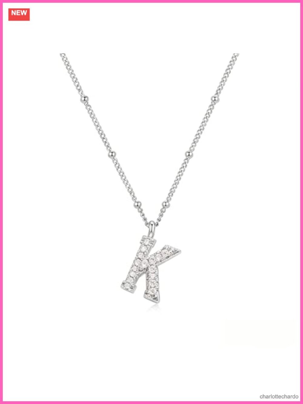 24K Goldplated Initial K Pendant Necklace Zirconia 18-20"